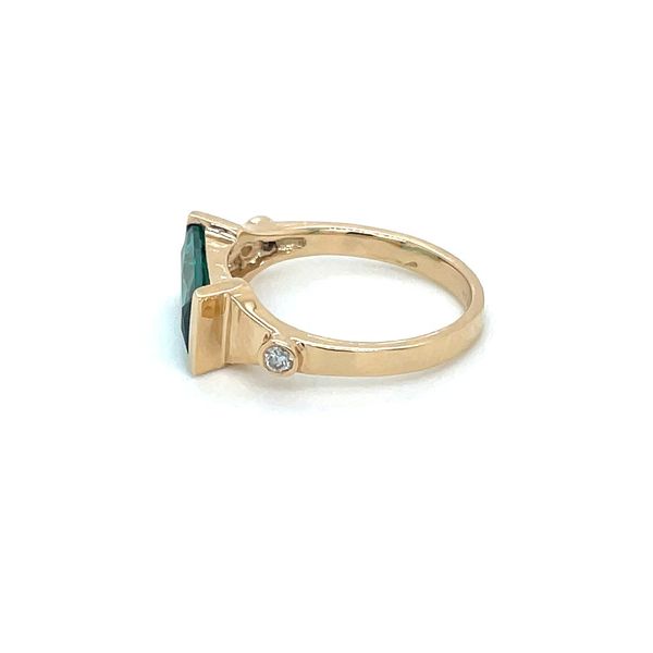 14KY Gold East West Radiant Caribbean Blue Quartz Ring with 2 Diamonds Image 4 Franzetti Jewelers Austin, TX