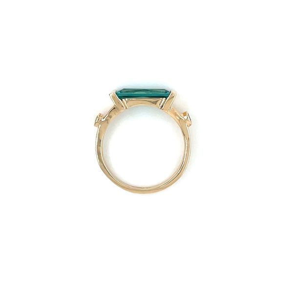 14KY Gold East West Radiant Caribbean Blue Quartz Ring with 2 Diamonds Image 5 Franzetti Jewelers Austin, TX