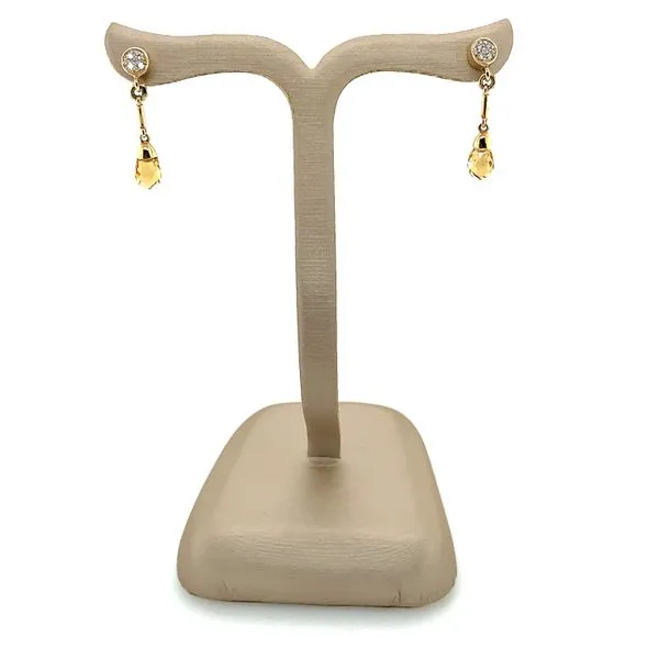 14K Yellow Gold Citrine Dangle Earrings Image 3 Franzetti Jewelers Austin, TX