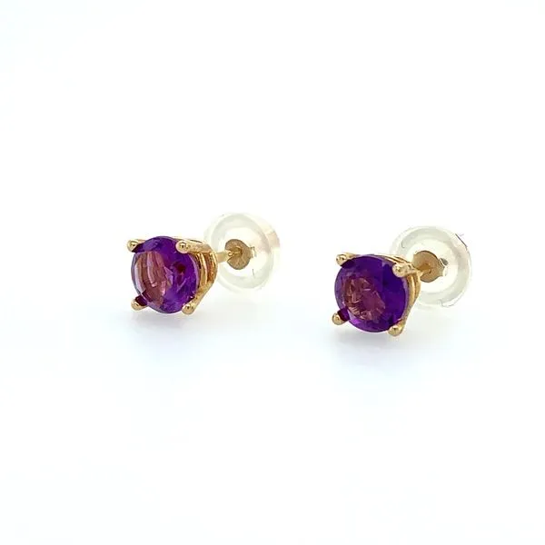 14K Yellow Gold 5 mm Round Amethyst Stud Earrings Image 2 Franzetti Jewelers Austin, TX