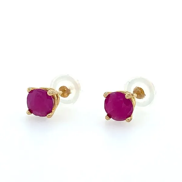 14K Yellow Gold 5 mm Round Ruby Stud Earrings Image 2 Franzetti Jewelers Austin, TX