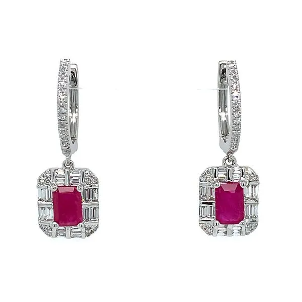 14K White Gold Ruby & Diamond Dangle Earring Franzetti Jewelers Austin, TX