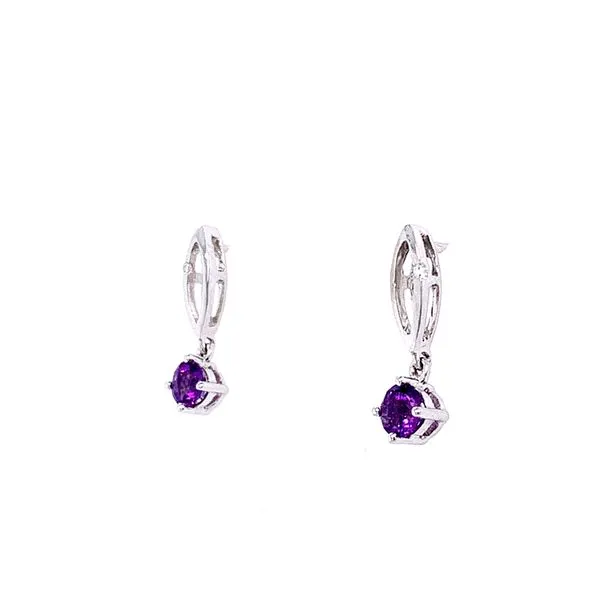 14K White gold Amethyst & Diamond Dangle Earrings Image 2 Franzetti Jewelers Austin, TX