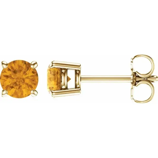 14K Yellow Gold 5 mm Citrine Stud Earrings Franzetti Jewelers Austin, TX
