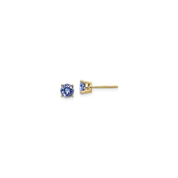 14K Yellow Gold 5 mm Tanzanite Stud Earrings Franzetti Jewelers Austin, TX