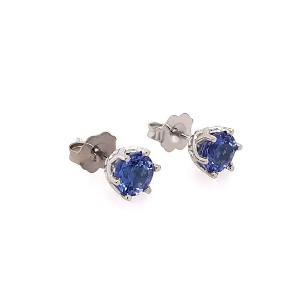 14K White Gold Tanzanite 6-Prong Stud Earrings 1.55 CTW Image 4 Franzetti Jewelers Austin, TX