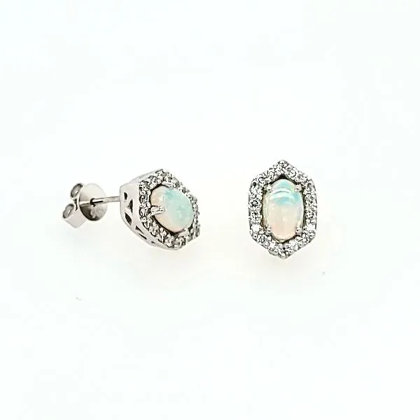 14K White Gold Australian Opal Stud Earrings Franzetti Jewelers Austin, TX