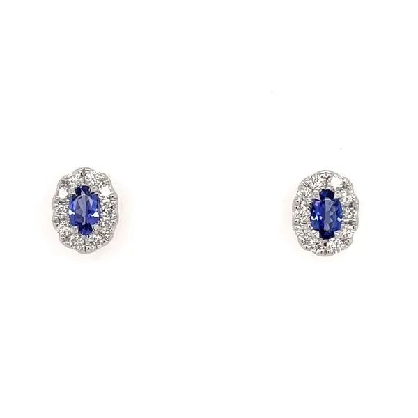 14K White Gold 5x3 mm Oval Tanzanite & Diamond Stud Earrings Franzetti Jewelers Austin, TX
