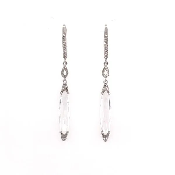 14K White Gold White Topaz & Diamond Dangle Earrings Image 2 Franzetti Jewelers Austin, TX