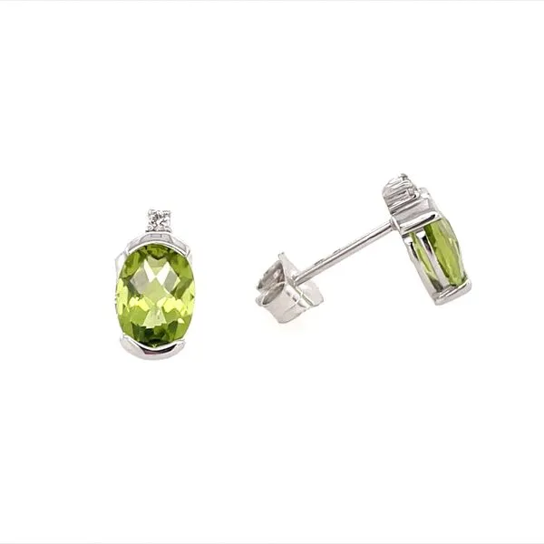 14K White Gold 7x5 mm Oval Peridot Stud Earrings Franzetti Jewelers Austin, TX