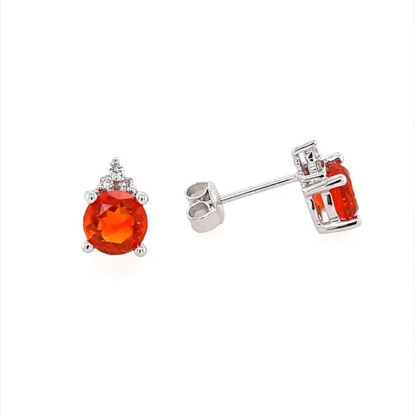 14KW Gold 6 mm Fire Opal Stud Earrings 0.93 CTW Franzetti Jewelers Austin, TX