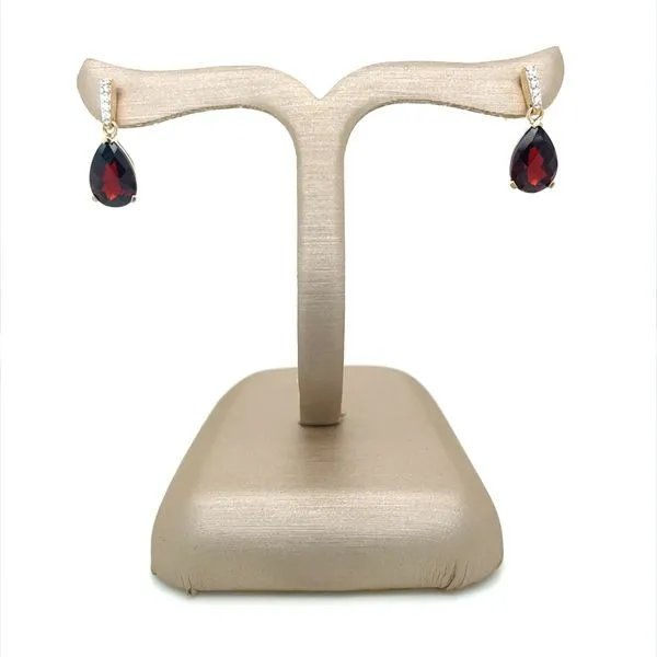14KY Gold Pear Garnet & Diamond Dangle Earrings Image 3 Franzetti Jewelers Austin, TX