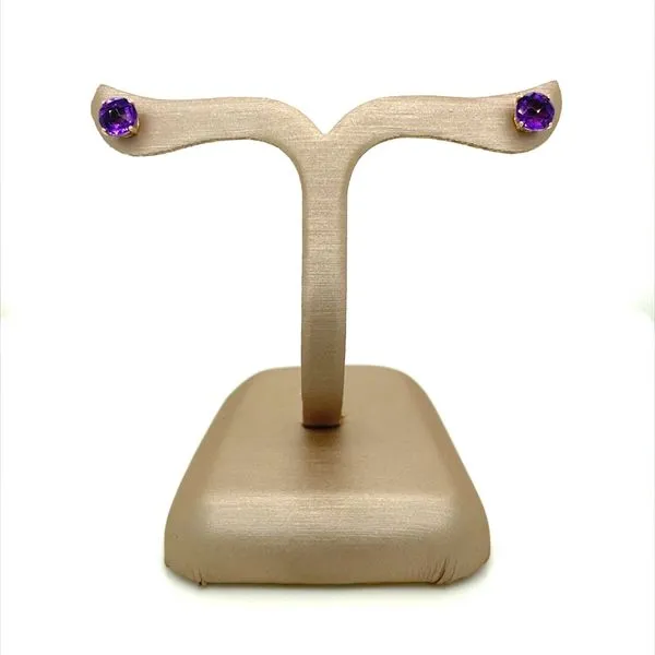 14K Yellow Gold 5 mm Round Amethyst Stud Earrings Image 3 Franzetti Jewelers Austin, TX