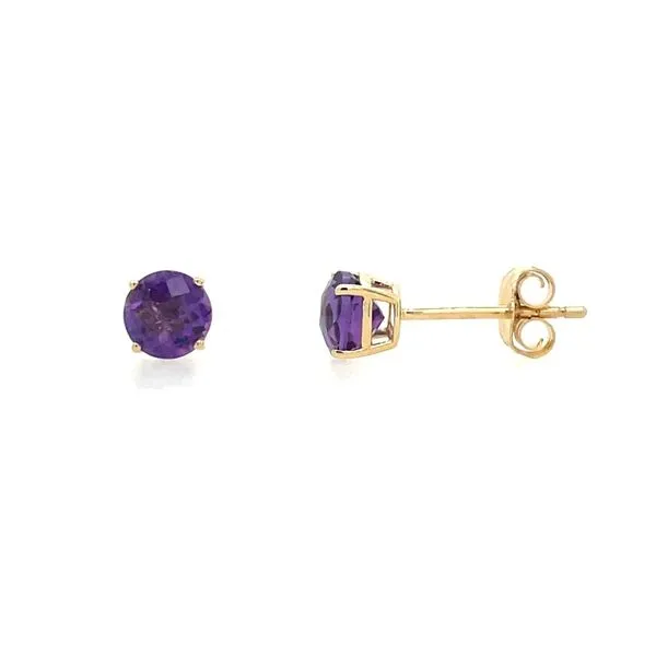 14K Yellow Gold 5 mm Round Amethyst Stud Earrings Franzetti Jewelers Austin, TX