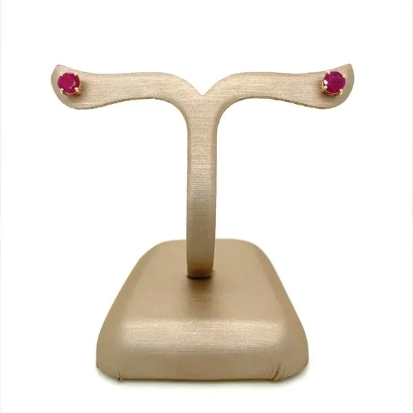 14K Yellow Gold 4 mm Ruby Stud Earrings Image 3 Franzetti Jewelers Austin, TX