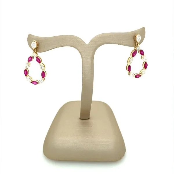 14KY Marquise Ruby & Diamond Drop Earrings Image 2 Franzetti Jewelers Austin, TX