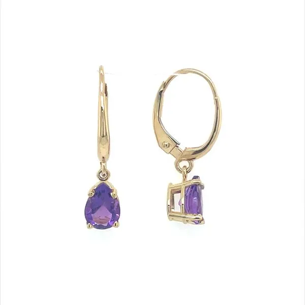 14KY Gold Dangle Earrings with 7 x 5 mm Pear Amethyst Franzetti Jewelers Austin, TX