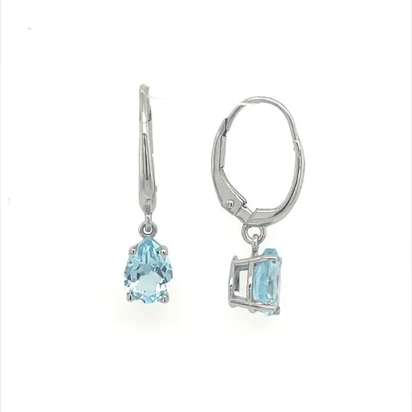 14KW Gold Dangle Earrings with 7 x 5 mm Pear Sky Blue Topaz Franzetti Jewelers Austin, TX