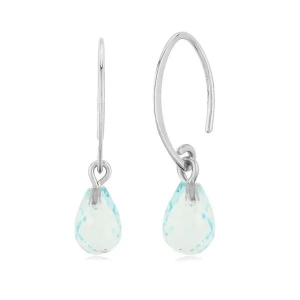 14KW Gold Mini Blue Topaz Dangle Earrings Franzetti Jewelers Austin, TX
