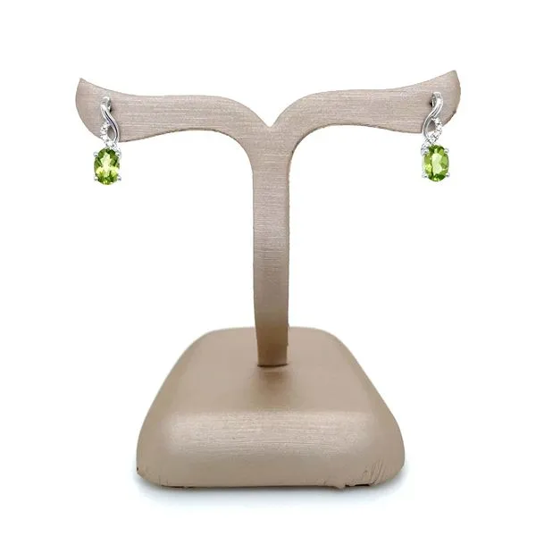 14KW Gold Oval Peridot with Accent Diamonds Drop Earrings Image 4 Franzetti Jewelers Austin, TX
