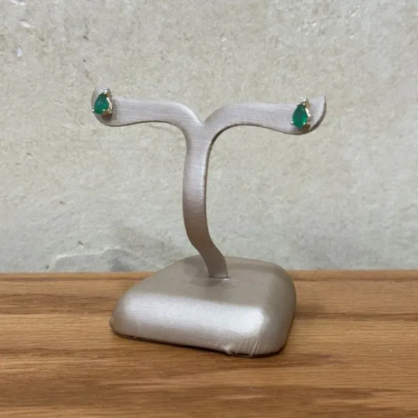 14KY Gold Pear Shape Emerald with Accent Diamond Earrings Image 4 Franzetti Jewelers Austin, TX