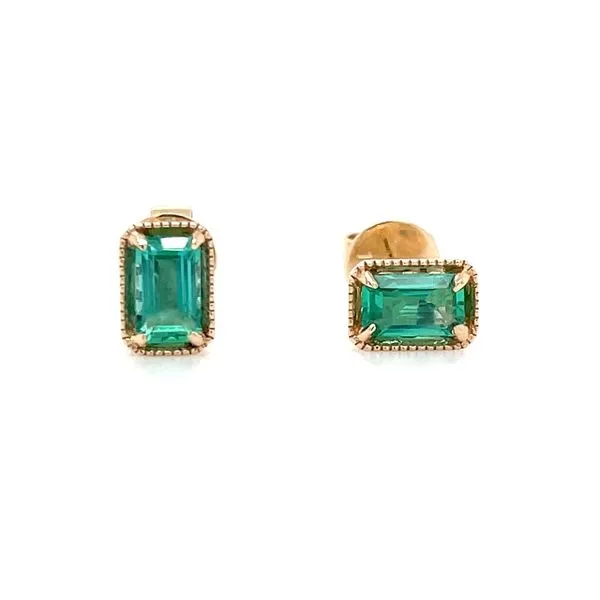 14KY Gold Emerald Shape Emerald Stud Earrings Image 4 Franzetti Jewelers Austin, TX