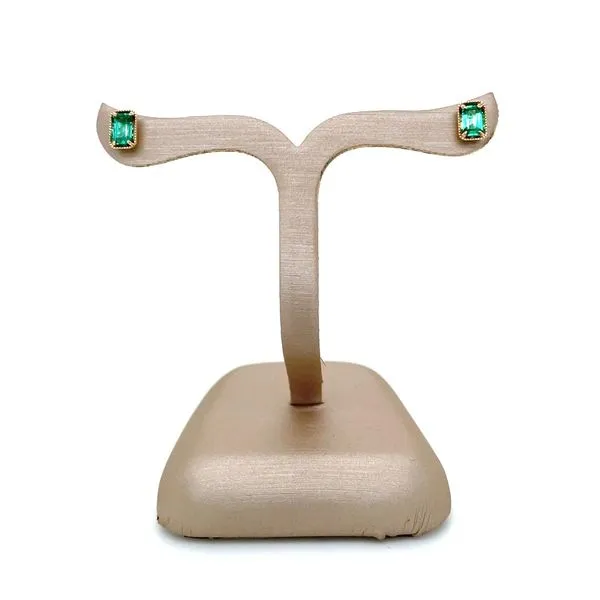 14KY Gold Emerald Shape Emerald Stud Earrings Image 5 Franzetti Jewelers Austin, TX