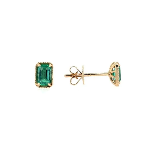 14KY Gold Emerald Shape Emerald Stud Earrings Franzetti Jewelers Austin, TX