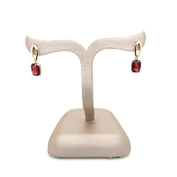 14K Yellow Gold Dangle Earrings with Rectangular Cushion Garnets Image 4 Franzetti Jewelers Austin, TX