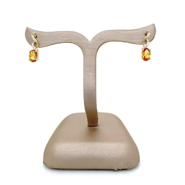 14KY Gold Oval Citrine with Accent Diamonds Drop Earrings Image 4 Franzetti Jewelers Austin, TX