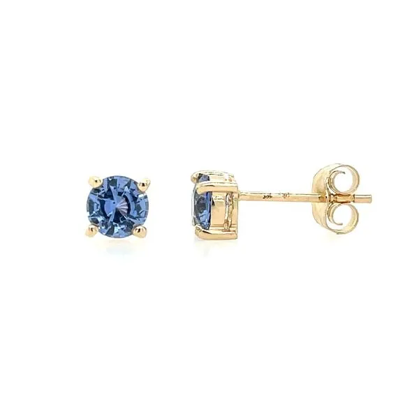14K Yellow Gold 5 mm Light Blue Sapphire 4 Prong Stud Earrings Franzetti Jewelers Austin, TX