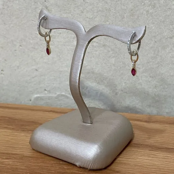 14KY Gold Ruby Ear Charms for Huggie Hoop Earrings Image 4 Franzetti Jewelers Austin, TX