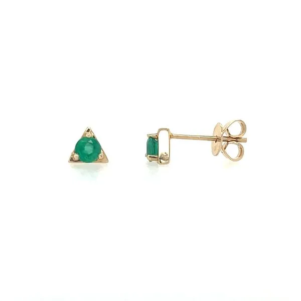 14KY Gold Triangle Shape Stud Earrings with Round Emeralds Franzetti Jewelers Austin, TX