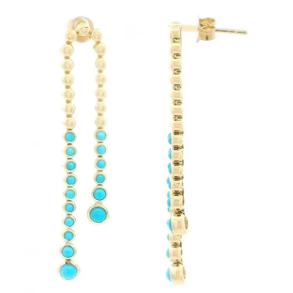 14KY Gold Bezel Set Graduated Waterfall Turquoise Earrings Image 3 Franzetti Jewelers Austin, TX