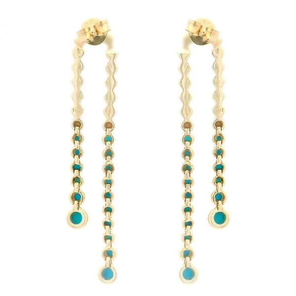 14KY Gold Bezel Set Graduated Waterfall Turquoise Earrings Image 4 Franzetti Jewelers Austin, TX