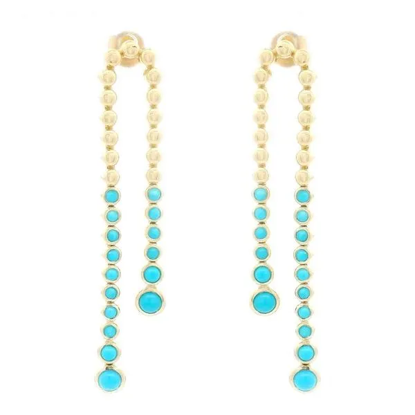 14KY Gold Bezel Set Graduated Waterfall Turquoise Earrings Franzetti Jewelers Austin, TX