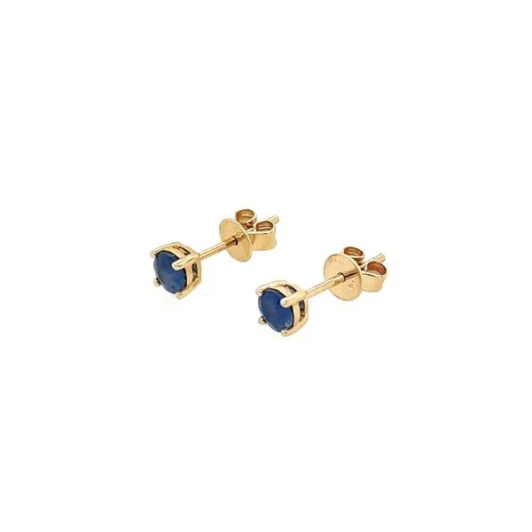 14KY Gold 4 mm Round Blue Sapphires Stud Earrings Image 3 Franzetti Jewelers Austin, TX