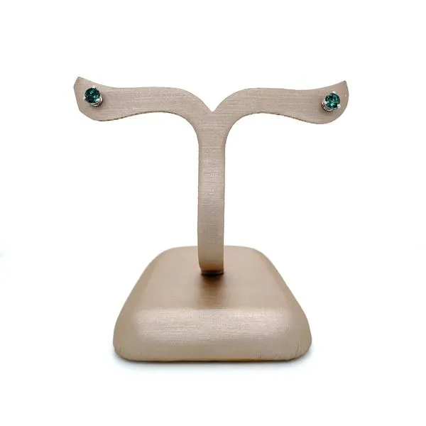 Sterling Silver 3.5 mm Round Teal Blue Sapphires Stud Earrings Image 4 Franzetti Jewelers Austin, TX