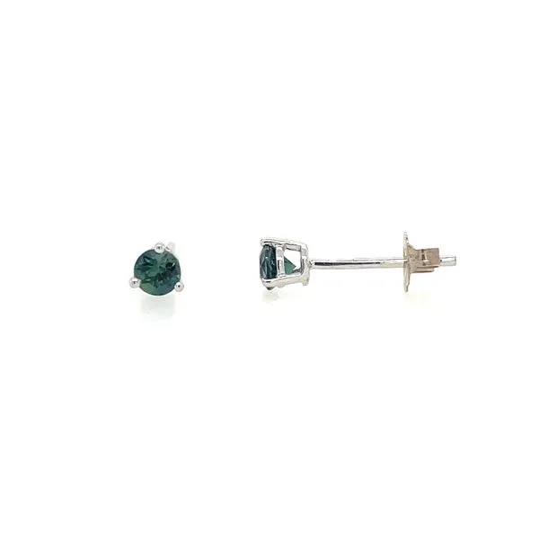 Sterling Silver 3.5 mm Round Teal Blue Sapphires Stud Earrings Franzetti Jewelers Austin, TX