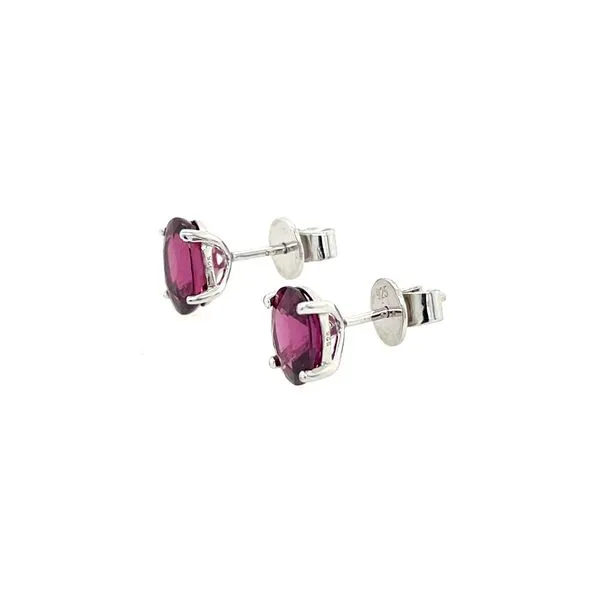 Sterling Silver Oval Rhodalite Garnet Stud Earrings Image 3 Franzetti Jewelers Austin, TX
