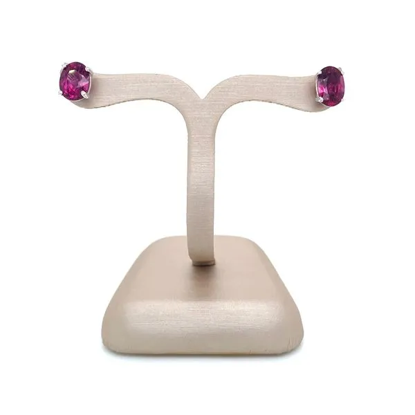 Sterling Silver Oval Rhodalite Garnet Stud Earrings Image 4 Franzetti Jewelers Austin, TX