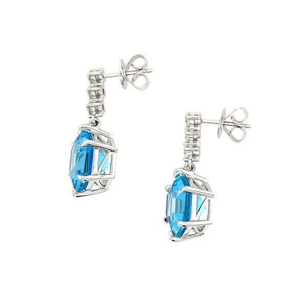 18KW Gold Dangle Earrings with Blue Topaz & Diamonds Image 5 Franzetti Jewelers Austin, TX