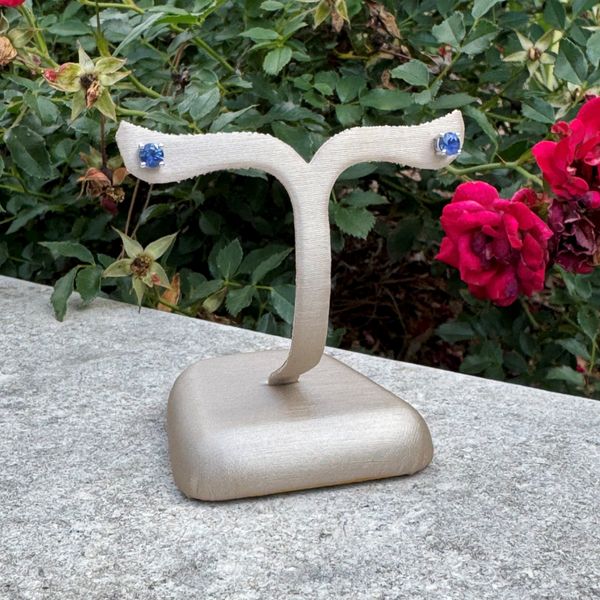 14KW Gold 4 mm Round Blue Sapphires Stud Earrings Image 3 Franzetti Jewelers Austin, TX