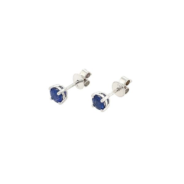 14KW Gold 4 mm Round Blue Sapphires Stud Earrings Image 4 Franzetti Jewelers Austin, TX