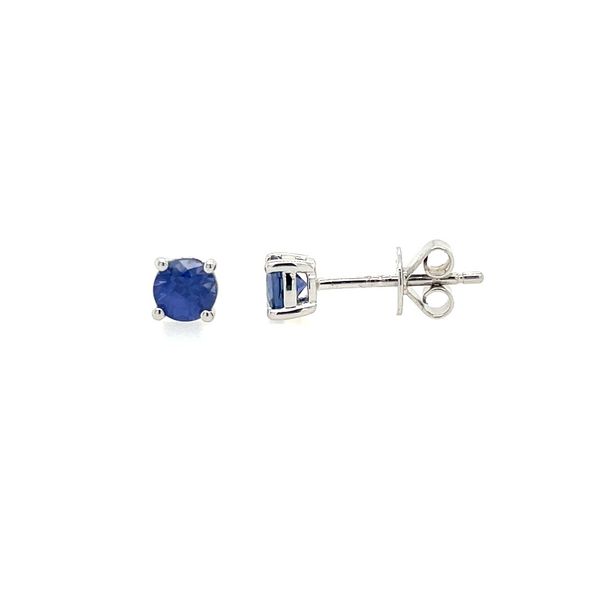 14KW Gold 4 mm Round Blue Sapphires Stud Earrings Franzetti Jewelers Austin, TX