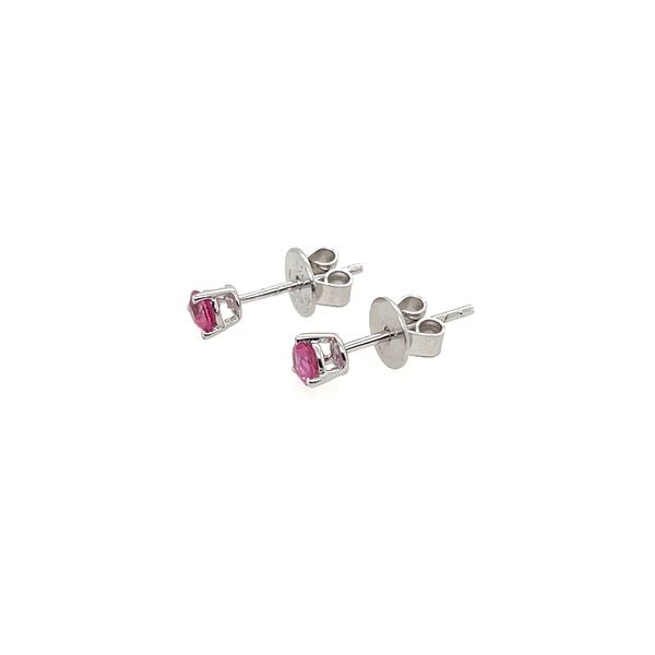 Sterling Silver 3.5 mm Round Pink Sapphire Stud Earrings Image 3 Franzetti Jewelers Austin, TX