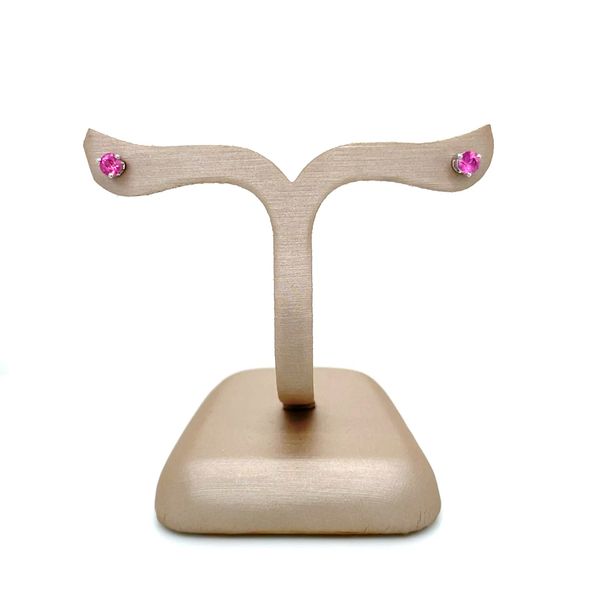 Sterling Silver 3.5 mm Round Pink Sapphire Stud Earrings Image 4 Franzetti Jewelers Austin, TX