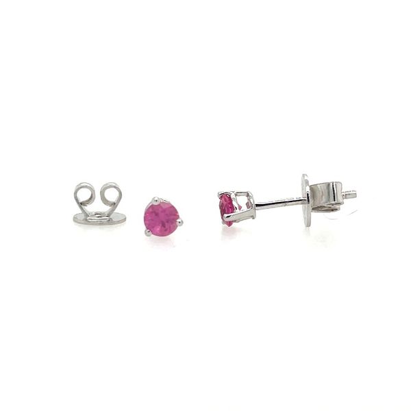 Sterling Silver 3.5 mm Round Pink Sapphire Stud Earrings Franzetti Jewelers Austin, TX