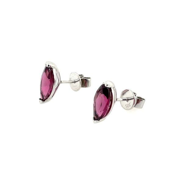 Sterling Silver Marquise Rhodalite Garnet Stud Earrings Image 4 Franzetti Jewelers Austin, TX