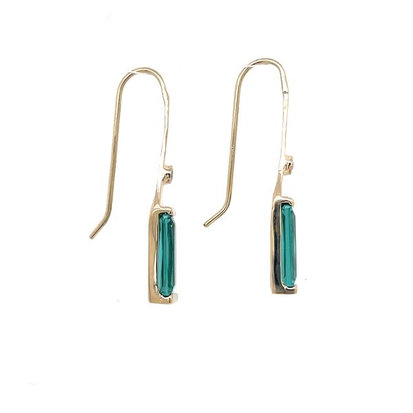 14KY Gold Radiant Caribbean Blue Quartz Earrings with Diamonds Image 3 Franzetti Jewelers Austin, TX